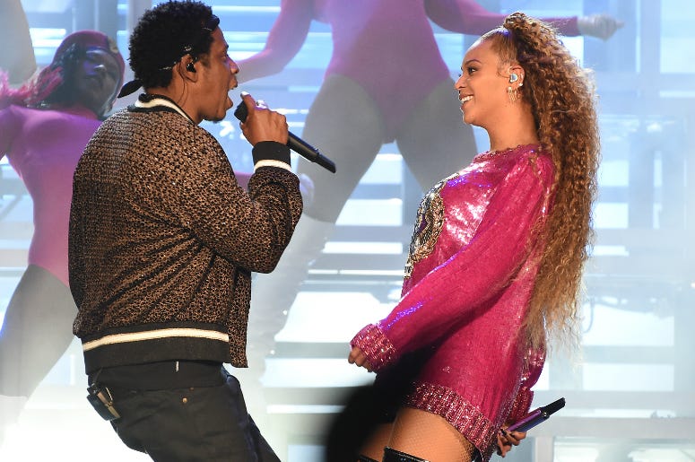JAY-Z performs with Beyonce at the 2018 Coachella Valley Music And Arts Festival at Indio Polo Grounds on April 21, 2018 in Indio, California. JAY-Z performs with Beyonce at the 2018 Coachella Valley Music And Arts Festival at Indio Polo Grounds on April 21, 2018 in Indio, California.