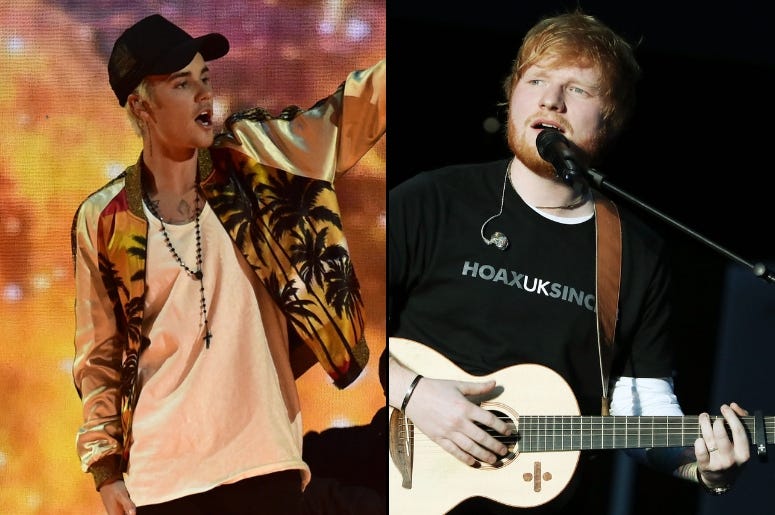 Justin Bieber and Ed Sheeran Justin Bieber and Ed Sheeran