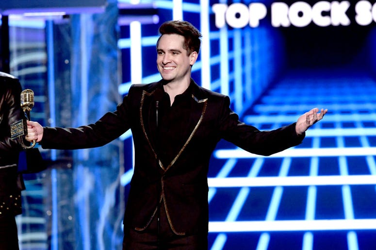 Brendon Urie of Panic! at the Disco accepts the Top Rock Song award for 'High Hopes' onstage during the 2019 Billboard Music Awards at MGM Grand Garden Arena on May 01, 2019 in Las Vegas, Nevada Brendon Urie of Panic! at the Disco accepts the Top Rock Song award for 'High Hopes' onstage during the 2019 Billboard Music Awards at MGM Grand Garden Arena on May 01, 2019 in Las Vegas, Nevada