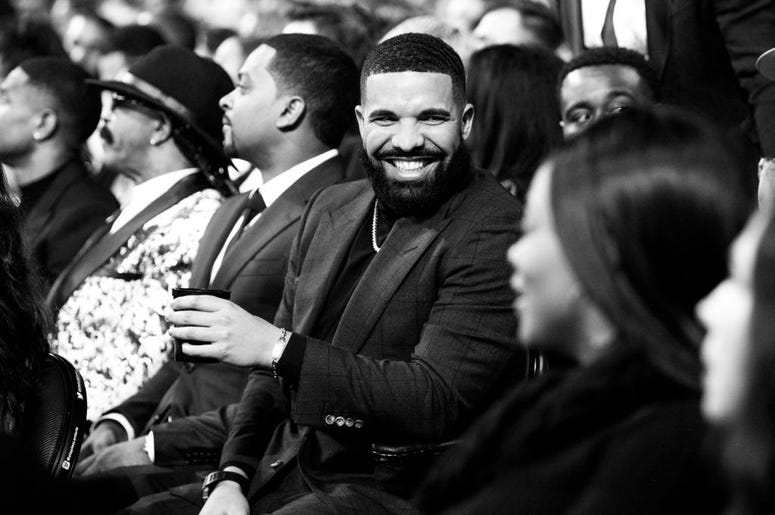 Drake attends the 61st annual GRAMMY Awards at Staples Center on February 10, 2019 in Los Angeles, California Drake attends the 61st annual GRAMMY Awards at Staples Center on February 10, 2019 in Los Angeles, California