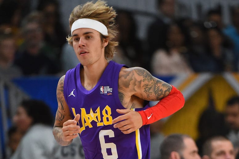 Canadian singer and songwriter Justin Bieber plays during the 2018 NBA All-Star Game Canadian singer and songwriter Justin Bieber plays during the 2018 NBA All-Star Game