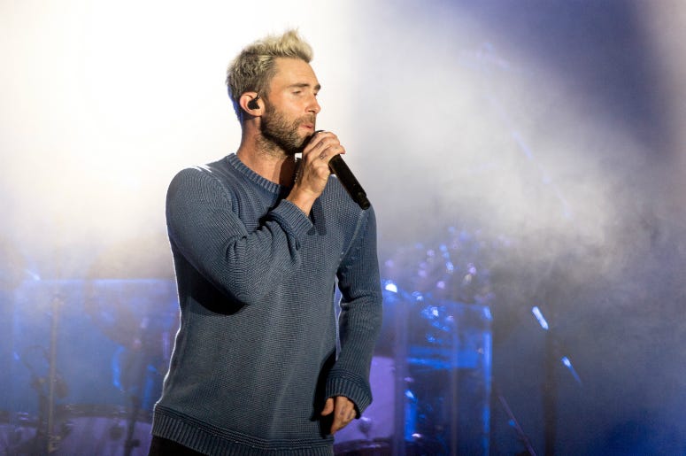 Adam Levine of Maroon 5 during the BottleRock Napa Valley Music Festival on May 26, 2017, in Napa, California Adam Levine of Maroon 5 during the BottleRock Napa Valley Music Festival on May 26, 2017, in Napa, California