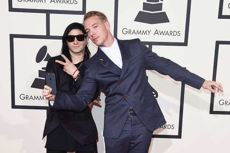 Musicians Skrillex (L) and Diplo attend The 58th GRAMMY Awards at Staples Center on February 15, 2016 in Los Angeles, California Musicians Skrillex (L) and Diplo attend The 58th GRAMMY Awards at Staples Center on February 15, 2016 in Los Angeles, California