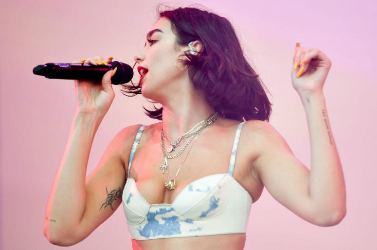 Dua Lipa June 10, 2018; Manchester, TN, USA; Dua Lipa performs at the Bonnaroo Music and Arts Festival.