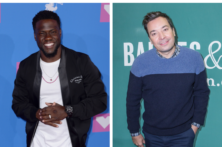 Kevin Hart | Jimmy Fallon Kevin Hart arriving at the MTV Video Music Awards 2018, Radio City, New York. / Jimmy Fallon booksigning at Barnes & Noble Union Square on October 14, 2017 in New York City.