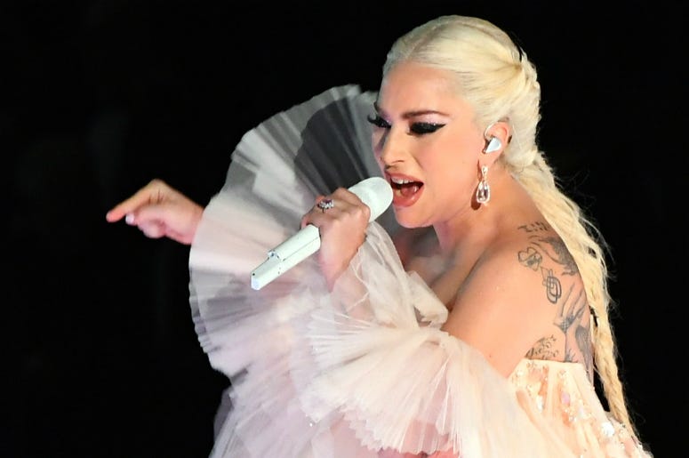 Lady Gaga Lady Gaga performs Joanne / Million Reasons during the 60th Annual Grammy Awards at Madison Square Garden.