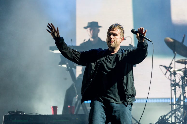 Damon Albarn of Gorillaz during Outside Lands Music Festival at Golden Gate Park on August 11, 2017 Damon Albarn of Gorillaz during Outside Lands Music Festival at Golden Gate Park on August 11, 2017