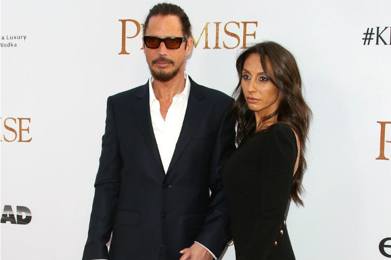 Musician Musician Chris Cornell (L) and Vicky Karayiannis at the Premiere Of Open Road Films' 'The Promise' held at TLC Chinese Theatre on April 12, 2017 in Los Angeles Musician Musician Chris Cornell (L) and Vicky Karayiannis at the Premiere Of Open Road Films' 'The Promise' held at TLC Chinese Theatre on April 12, 2017 in Los Angeles