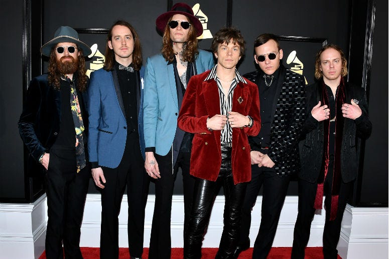 Cage The Elephant arrive at the 59th Annual Grammy Awards at Staples Center on February 12, 2017 in Los Angeles, California. Cage The Elephant arrive at the 59th Annual Grammy Awards at Staples Center on February 12, 2017 in Los Angeles, California.