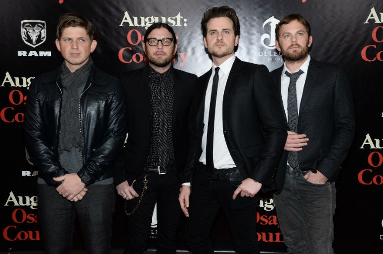 Matthew Followill, Nathan Folllowill, Jared Followill and Caleb Followill of Kings of Leon attend the premiere of AUGUST:OSAGE COUNTY presented by The Weinstein Company with DeLeon Tequila at the Ziegfeld Theatre in New York, NY Matthew Followill, Nathan Folllowill, Jared Followill and Caleb Followill of Kings of Leon attend the premiere of AUGUST:OSAGE COUNTY presented by The Weinstein Company with DeLeon Tequila at the Ziegfeld Theatre in New York, NY