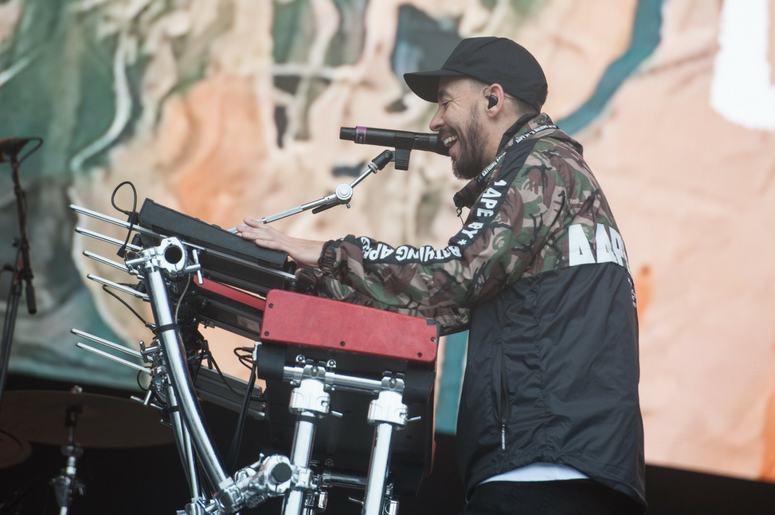 Mike Shinoda performs on stage on day 3 of Leeds Festival in Bramham Park in Leeds Mike Shinoda performs on stage on day 3 of Leeds Festival in Bramham Park in Leeds