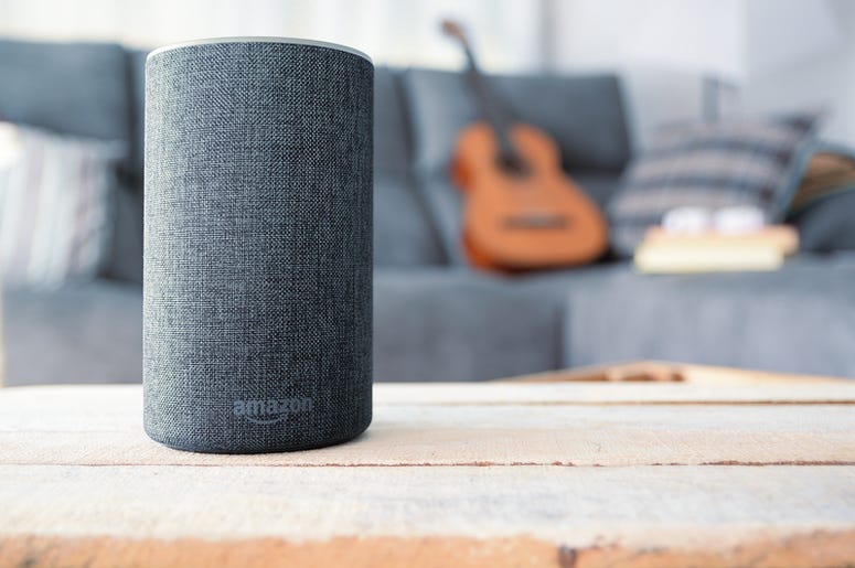 Amazon Echo Smart Home Alexa Voice Service in a living room Amazon Echo Smart Home Alexa Voice Service in a living room