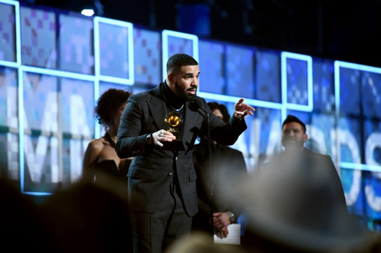 Drake accepts Best Rap Song for 'God's Plan' onstage during the 61st Annual GRAMMY Awards Drake accepts Best Rap Song for 'God's Plan' onstage during the 61st Annual GRAMMY Awards