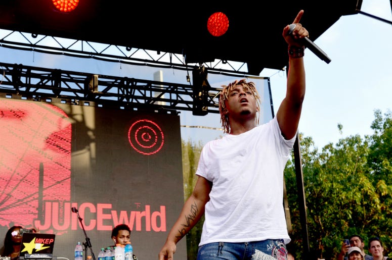 Juice Wrld performs onstage during the 2018 Made In America Festival - Day 1 at Benjamin Franklin Parkway on September 1, 2018 in Philadelphia, Pennsylvania. Juice Wrld performs onstage during the 2018 Made In America Festival - Day 1 at Benjamin Franklin Parkway on September 1, 2018 in Philadelphia, Pennsylvania.