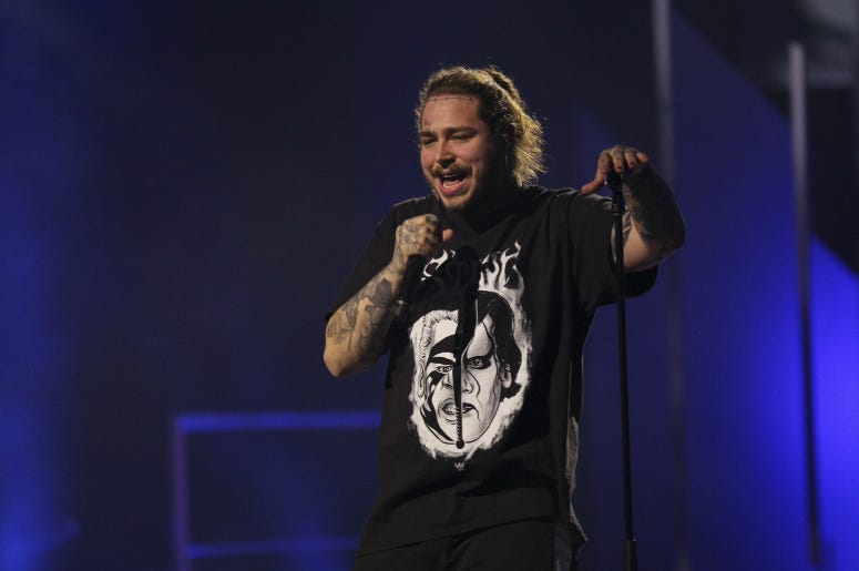 Post Malone performs in Toronto, Ontario on December 9, 2017. Post Malone performs in Toronto, Ontario on December 9, 2017.