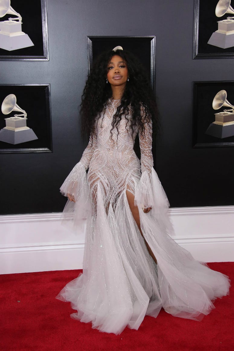 SZA arrives at the 60th Annual Grammy Awards at Madison Square Garden. SZA arrives at the 60th Annual Grammy Awards at Madison Square Garden.