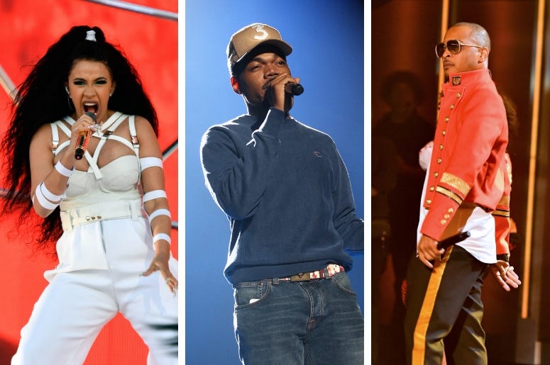 Cardi B, Chance The Rapper, T.I. Cardi B, Chance The Rapper, T.I.