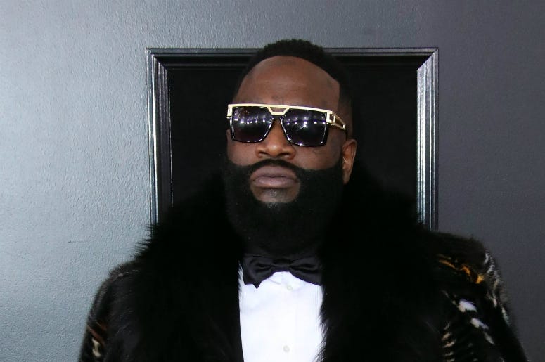 Rick Ross Jan 28, 2018; New York, NY, USA; Rick Ross arrives at the 60th Annual Grammy Awards at Madison Square Garden.