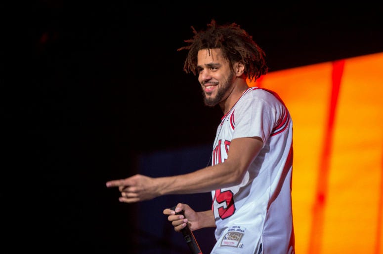 July 28, 2016; Chicago, IL, USA; Recording artist J. Cole (Jermaine Lamarr Cole) performs live during Lollapalooza Music Festival at Grant Park. July 28, 2016; Chicago, IL, USA; Recording artist J. Cole (Jermaine Lamarr Cole) performs live during Lollapalooza Music Festival at Grant Park.