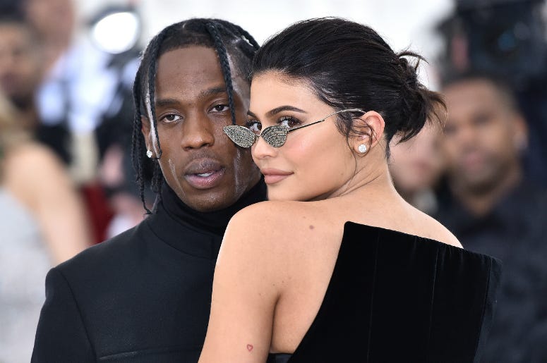 Travis Scott & Kylie Jenner Travis Scott and Kylie Jenner walking the red carpet at The Metropolitan Museum of Art Costume Institute Benefit celebrating the opening of Heavenly Bodies : Fashion and the Catholic Imagination held at The Metropolitan Museum of Art in New York, NY, on M