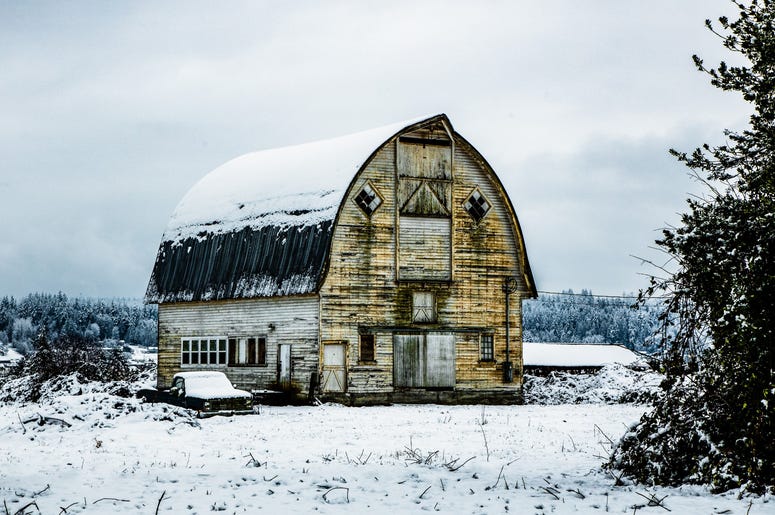 Snowy Snohomish Barn