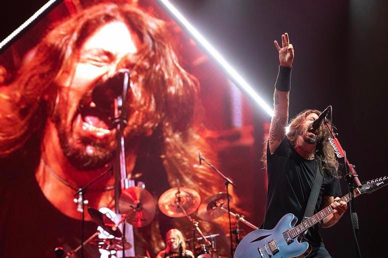 Dave Grohl on tour with the Foo Fighters