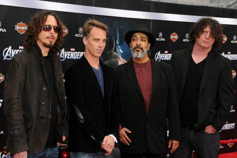 Chris Cornell, Matt Cameron, Kim Thayil, Ben Shepherd in 2012 Chris Cornell, Matt Cameron, Kim Thayil, Ben Shepherd in 2012