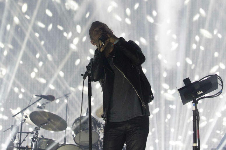 Thom Yorke of Radiohead performs on the Coachella Stage during the Coachella Valley Music and Arts Festival at Empire Polo Club Thom Yorke of Radiohead performs on the Coachella Stage during the Coachella Valley Music and Arts Festival at Empire Polo Club