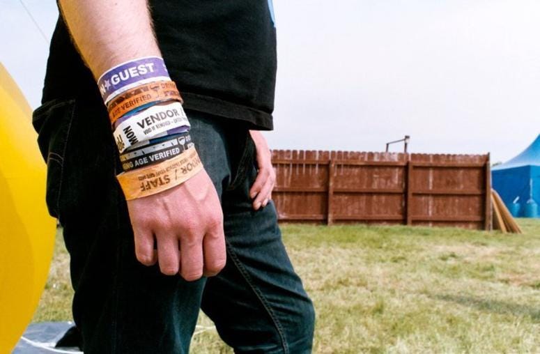 By day three, the wristband collection is strong By day three, the wristband collection is strong