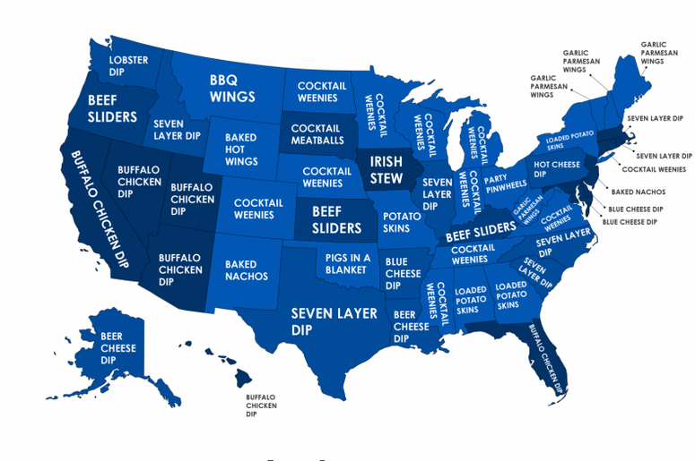 super bowl food map