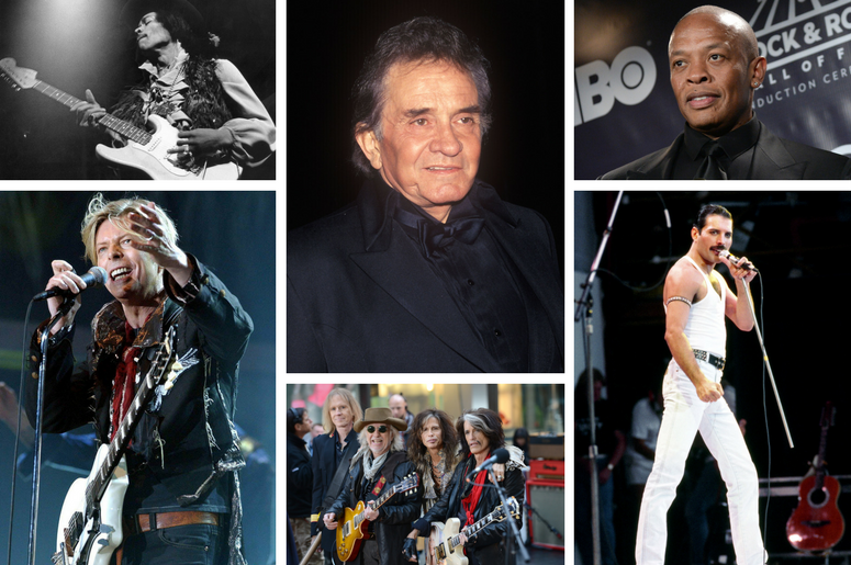 David Bowie, Jimi Hendrix, Queen, Aerosmith, Dr. Dre, Johnny Cash David Bowie, Jimi Hendrix, Queen, Aerosmith, Dr. Dre, Johnny Cash
