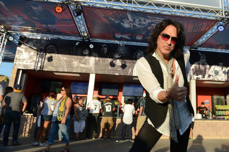 Paul Stanley of KISS in attendance to celebrate the opening of the new Rock & Brews restaurant at Stub Hub Center Paul Stanley of KISS in attendance to celebrate the opening of the new Rock & Brews restaurant at Stub Hub Center