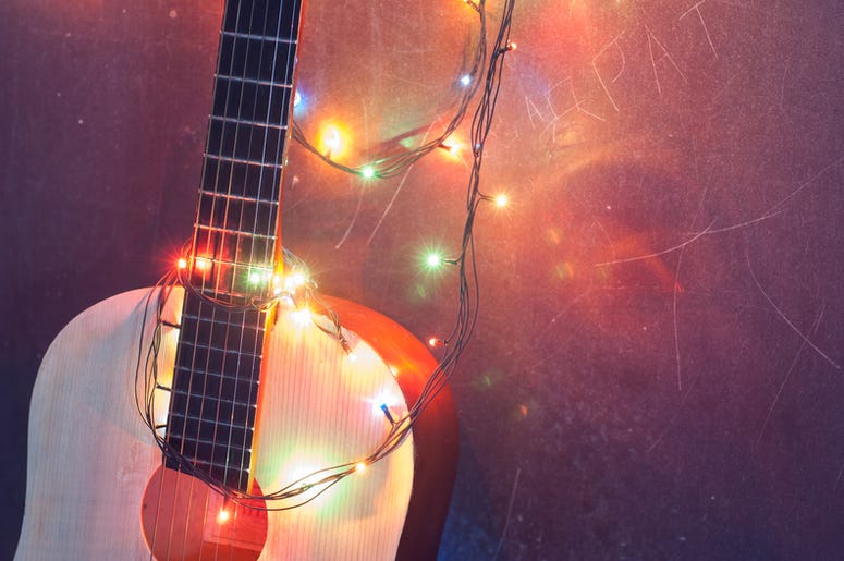 guitar + Christmas lights guitar + Christmas lights