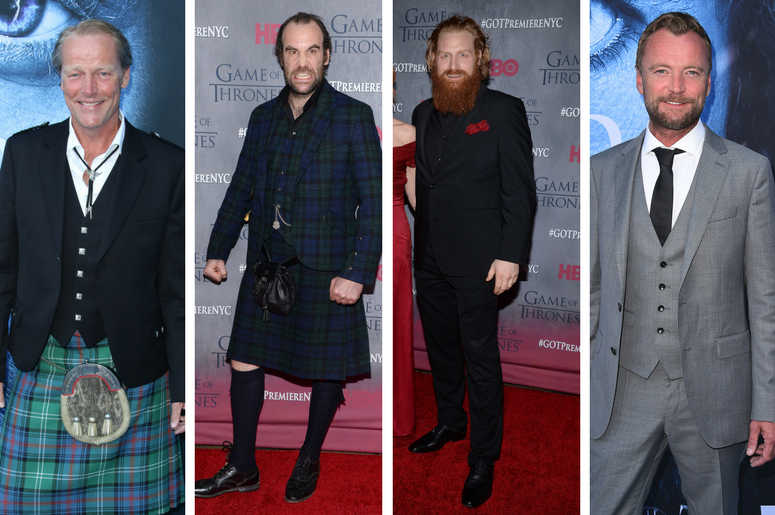 Tormund (Kristofer Hivju), Sandor "The Hound" Clegane (Rory McCann), Ser Jorah (Iain Glen) and Beric (Richard Dormer) of Game of Thrones Tormund (Kristofer Hivju), Sandor "The Hound" Clegane (Rory McCann), Ser Jorah (Iain Glen) and Beric (Richard Dormer) of Game of Thrones