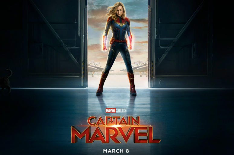 Movie poster for Marvel Studios' Captain Marvel' starring Brie Lason Movie poster for Marvel Studios' 'Captain Marvel' starring Brie Lason