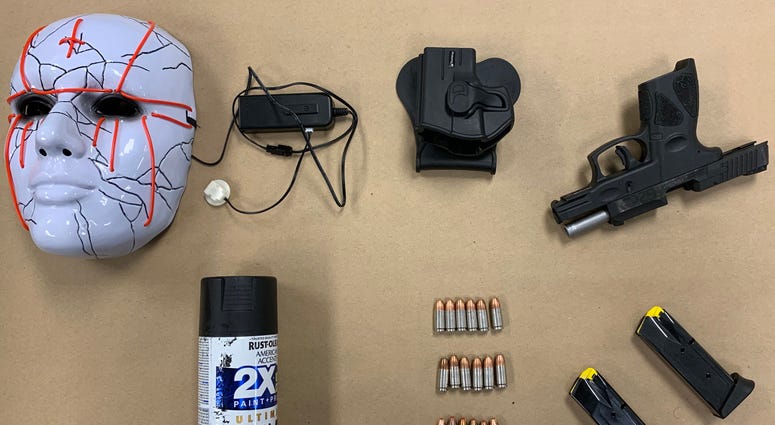 These are items found with one of the people arrested during demonstrations Thursday night downtown. (Photo Credit: Richmond Police) These are items found with one of the people arrested during demonstrations Thursday night downtown. (Photo Credit: Richmond Police)