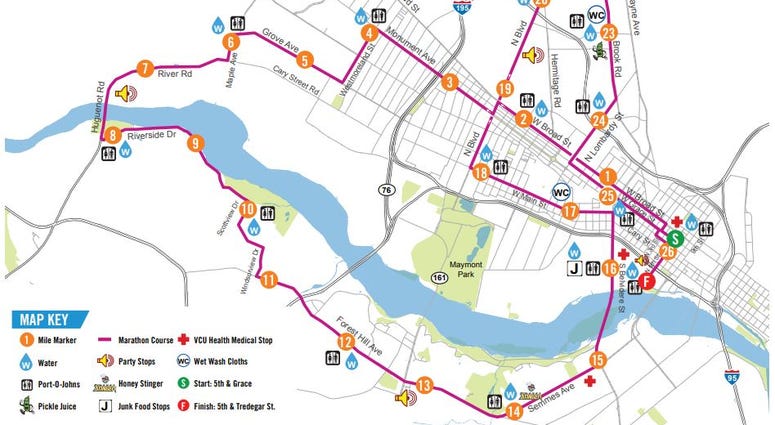 Richmond Marathon Map. (Richmond Police)