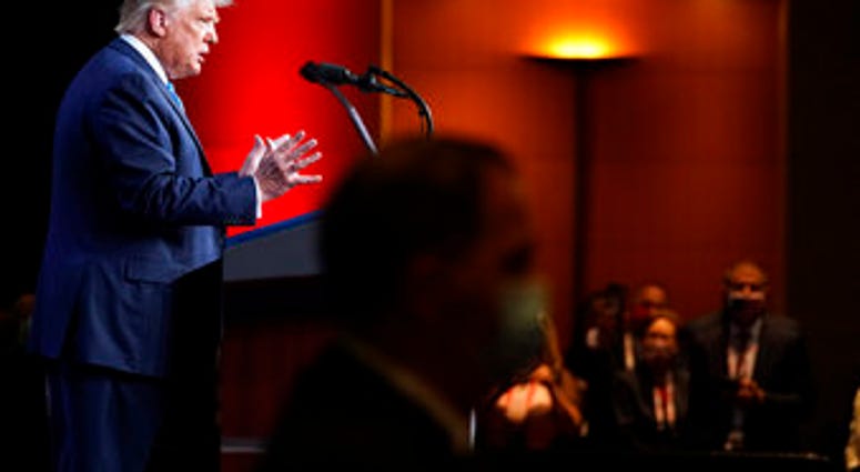 FILE - In this Aug. 24, 2020, file photo President Donald Trump speak at the 2020 Republican National Convention in Charlotte, N.C. (AP Photo/Andrew Harnik, File) FILE - In this Aug. 24, 2020, file photo President Donald Trump speak at the 2020 Republican National Convention in Charlotte, N.C. (AP Photo/Andrew Harnik, File)