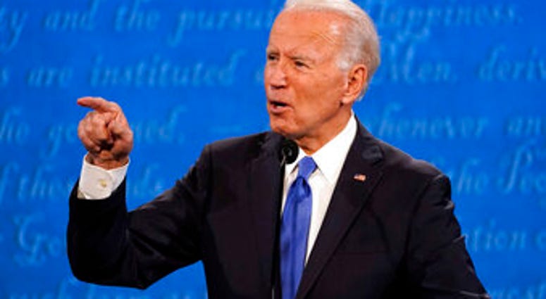 Democratic presidential candidate former Vice President Joe Biden speaks during the second and final presidential debate Thursday, Oct. 22, 2020, at Belmont University in Nashville, Tenn., with President Donald Trump. (AP Photo/Julio Cortez) Democratic presidential candidate former Vice President Joe Biden speaks during the second and final presidential debate Thursday, Oct. 22, 2020, at Belmont University in Nashville, Tenn., with President Donald Trump. (AP Photo/Julio Cortez)