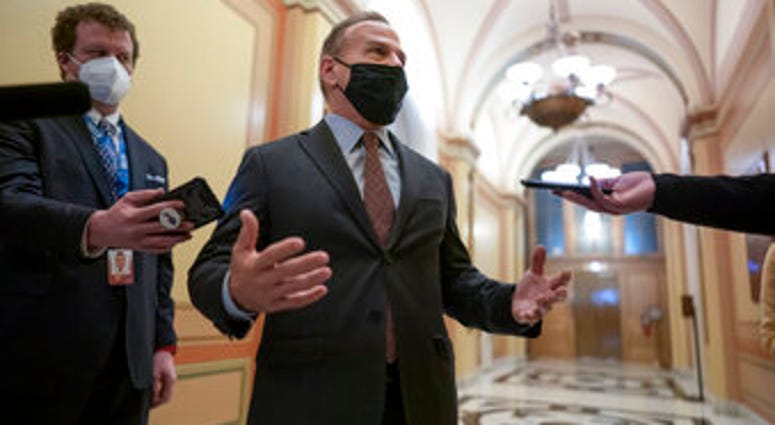 Rep. David Cicilline, D-R.I., talks to reporters just outside the House chamber after a resolution calling for the removal of President Donald Trump from office was blocked by Republicans, at the Capitol in Washington. (AP Photo/J. Scott Applewhite) Rep. David Cicilline, D-R.I., talks to reporters just outside the House chamber after a resolution calling for the removal of President Donald Trump from office was blocked by Republicans, at the Capitol in Washington. (AP Photo/J. Scott Applewhite)
