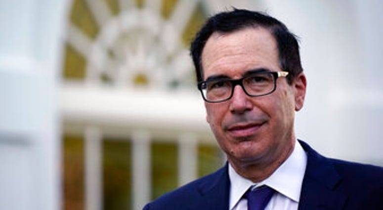 FILE - This Aug. 24, 2020 file photo shows Treasury Secretary Stephen Mnuchin at the White House in Washington. (AP Photo/J. Scott Applewhite, File) FILE - This Aug. 24, 2020 file photo shows Treasury Secretary Stephen Mnuchin at the White House in Washington. (AP Photo/J. Scott Applewhite, File)