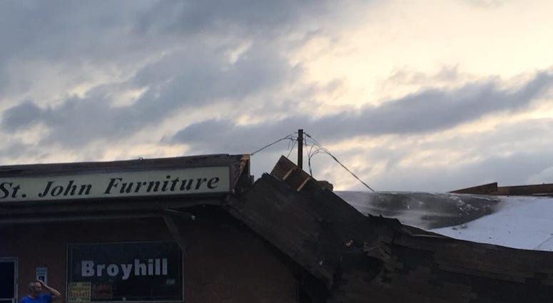 A tornado, tied to Hurricane Florence, damages buildings and kills one in Chesterfield on September 17, 2018. (Matt Demlein, WRVA)