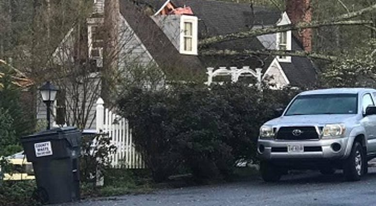 A tree fell into a home on Sika Lane in Midothian during storms on April 15, 2019. (Eugenia Ball)