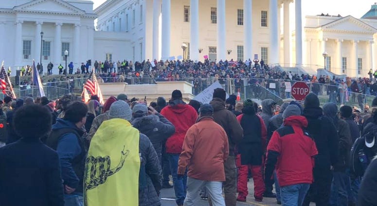 Crowd at State Capital for Gun Rights Rally on January 20, 2020. (Matt Demlein, WRVA) Crowd at State Capital for Gun Rights Rally on January 20, 2020. (Matt Demlein, WRVA)
