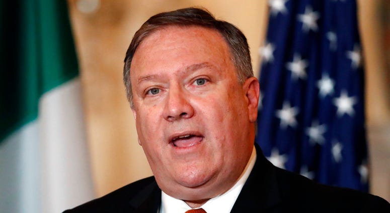 Secretary of State Mike Pompeo delivers remarks with Mexican Foreign Secretary Luis Videgaray at the State Department, Monday, May 7, 2018 in Washington. (AP Photo/Alex Brandon)