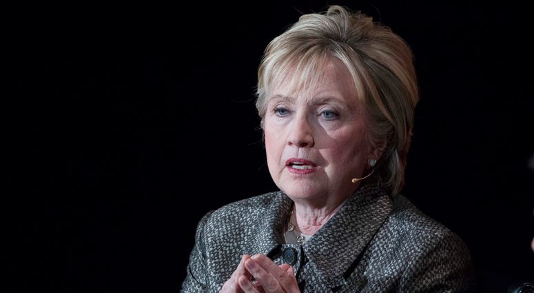 FILE - In this April 6, 2017, file photo, former Secretary of State Hillary Clinton speaks in New York. The Justice Department’s internal watchdog is expected to criticize the FBI’s handling of the Clinton email investigation, stepping into a political mi