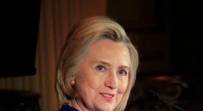 Hillary Clinton delivers the keynote address at the 8th Annual Elly Award luncheon, after being one three women receiving this year's award on Monday, June 18, 2018, in New York. (AP Photo/Bebeto Matthews)