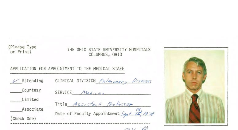 This photo shows 1978 employment application information for Dr. Richard Strauss, from Ohio State University’s personnel files reviewed by The Associated Press. Strauss, who died in 2005, and is now accused of sexual misconduct by former student athletes