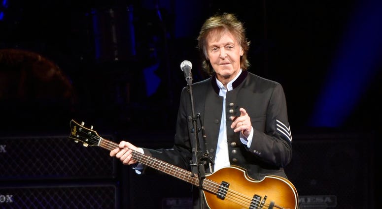 FILE - In this July 26, 2017 file photo, Paul McCartney performs on the One on One Tour at the Hollywood Casino Amphitheatre in Tinley Park, Ill. (Photo by Rob Grabowski/Invision/AP, File) FILE - In this July 26, 2017 file photo, Paul McCartney performs on the One on One Tour at the Hollywood Casino Amphitheatre in Tinley Park, Ill. (Photo by Rob Grabowski/Invision/AP, File)