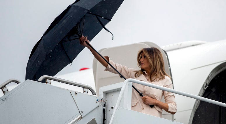 First lady Melania Trump arrives at McAllen Miller International Airport in McAllen, Texas, Thursday, June 21, 2018.(AP Photo/Andrew Harnik) First lady Melania Trump arrives at McAllen Miller International Airport in McAllen, Texas, Thursday, June 21, 2018.(AP Photo/Andrew Harnik)